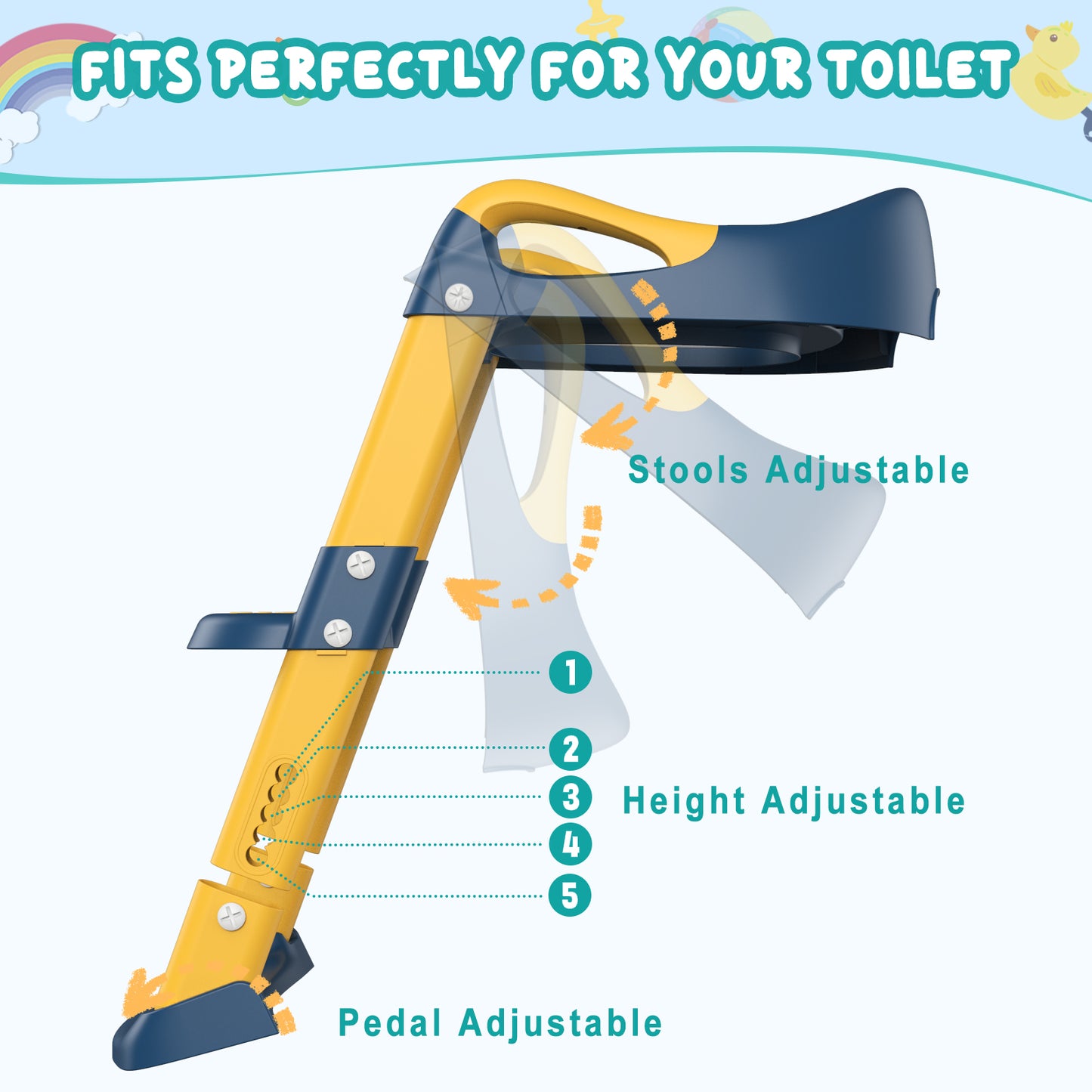 Potty Training Seat for Kids with Step (Height Adjustable)