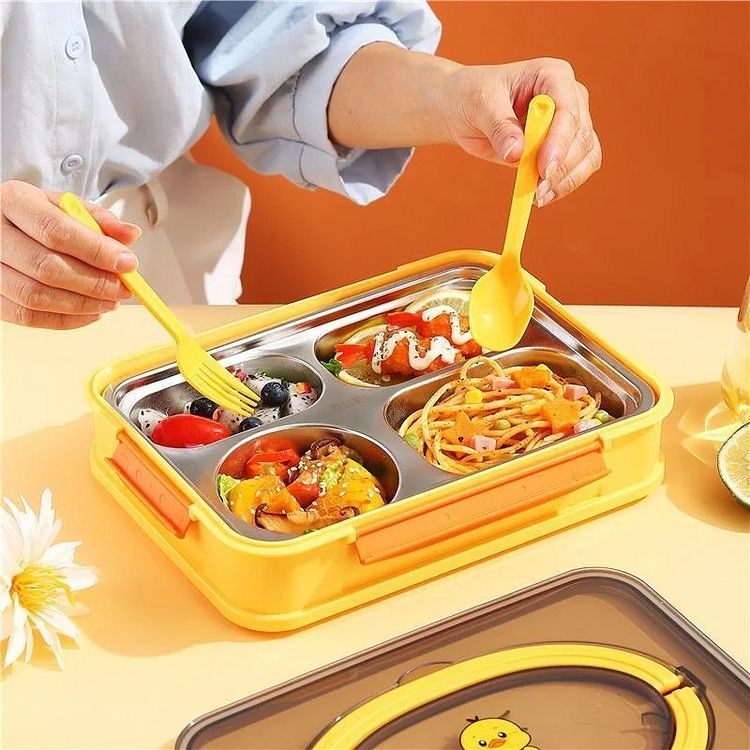 Yellow Duck 304 stainless steel portable compartment lunch box