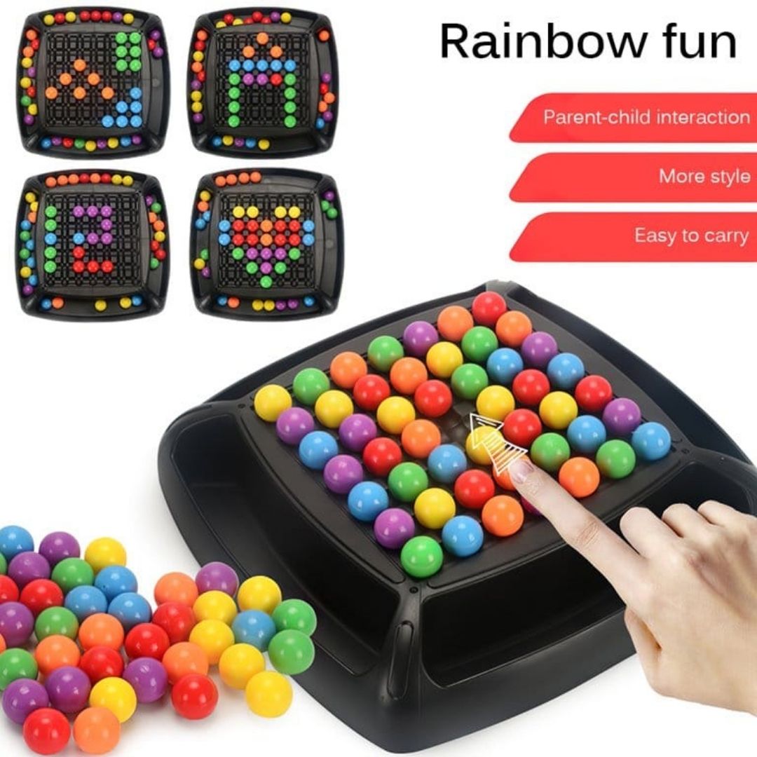 TureClos Rainbow Ball Elimination Game Puzzle Chess Toy Set Kids Bead Board  Game Parent-child Interaction Education Toy for Children 