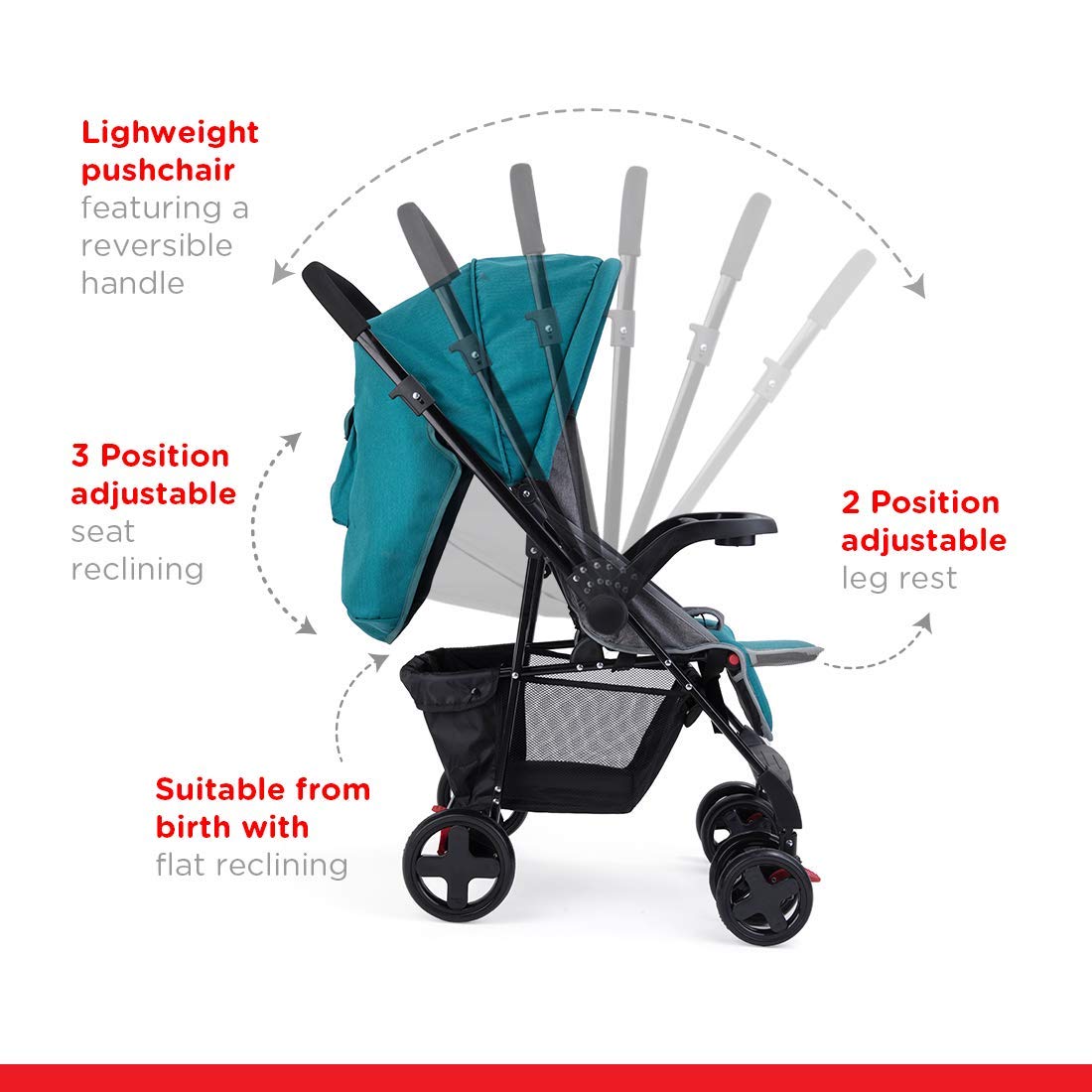 Trots Stroller - Reversible Handle for 0-48 Months Stroller