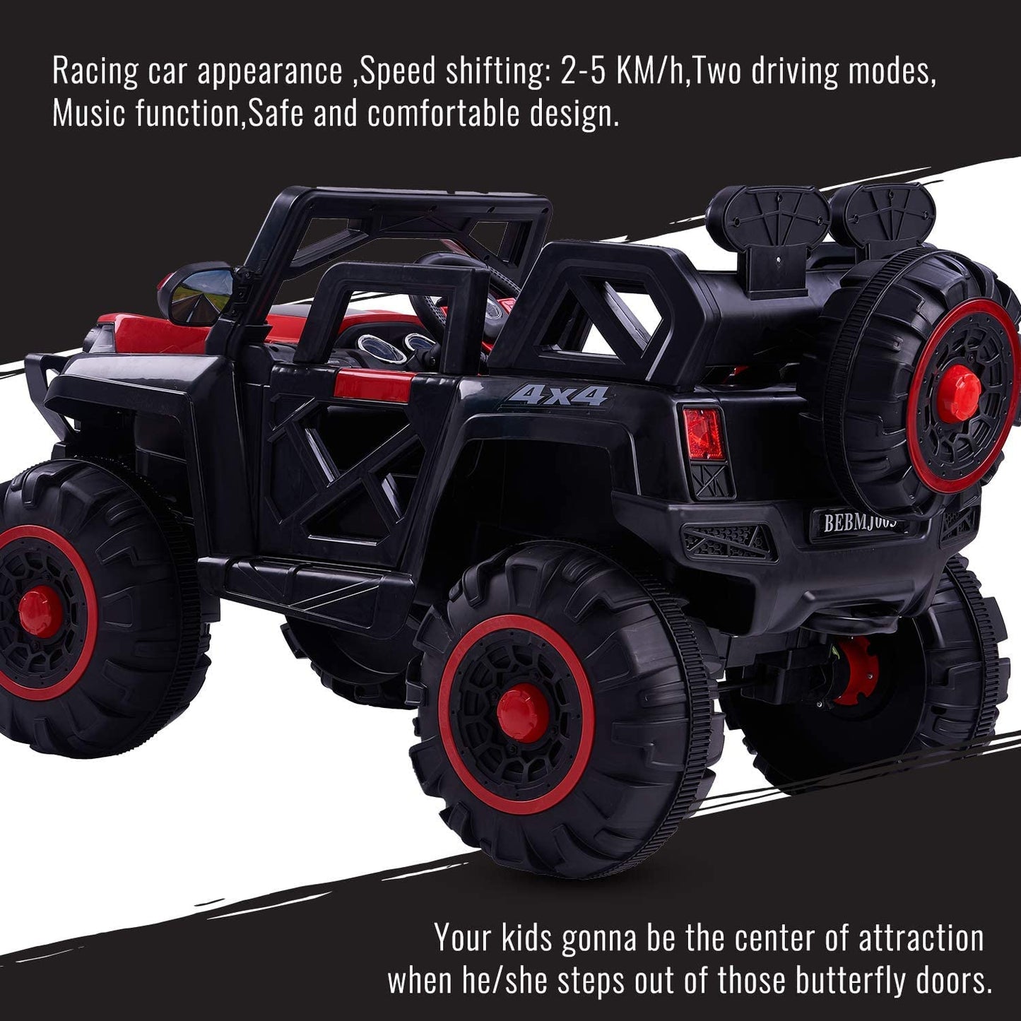 Kids Battery Operated Car Jeep Rechargeable Car - (4X4 Red)