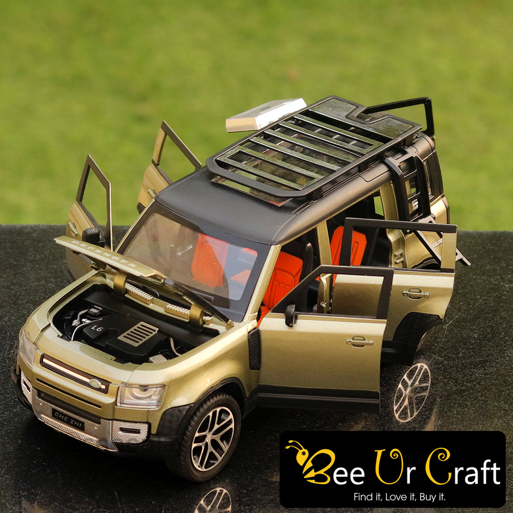 SUV Diecast Car resembling Defender Land Rover (1:24 Scale)- comes with light & sound (Assorted Colours)